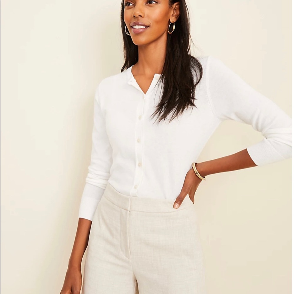 Basic White Ann Taylor Cardigan